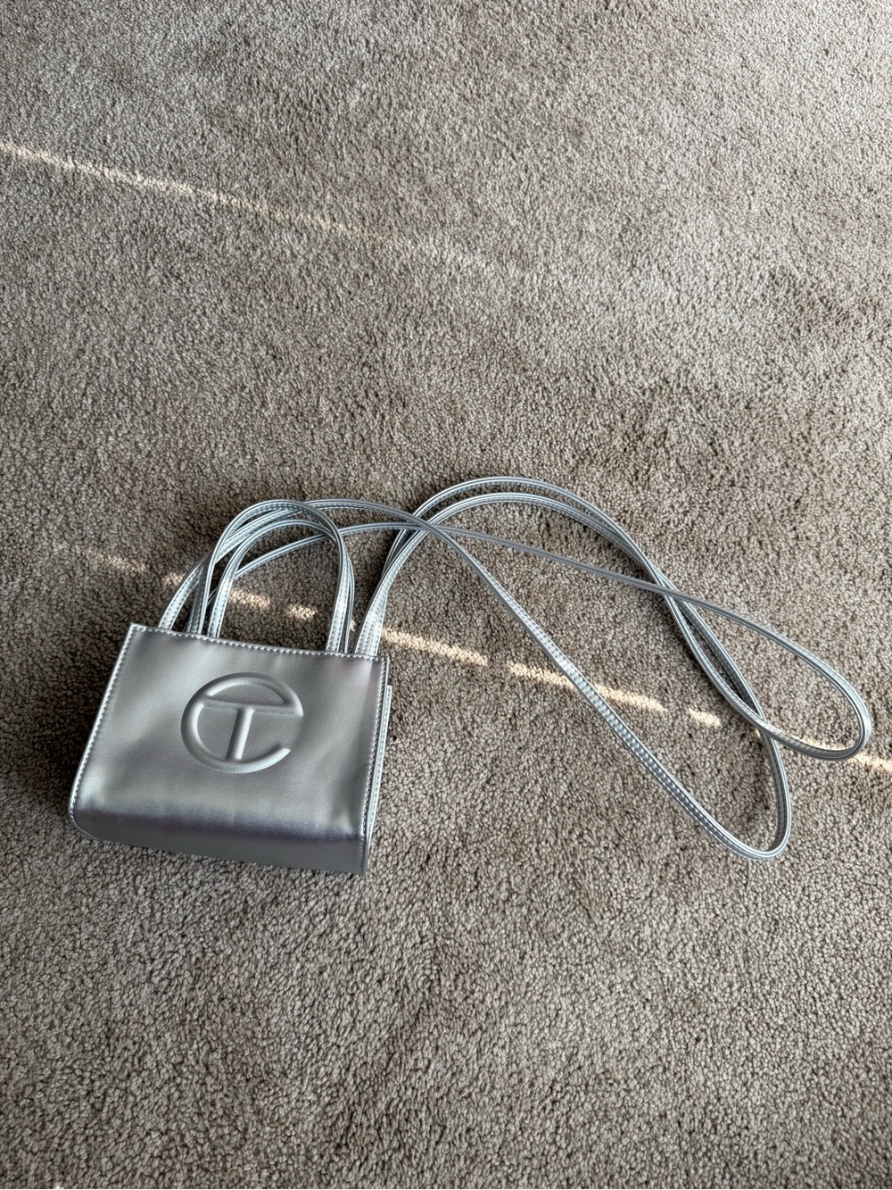 Telfar Mini Shopper in Metallic Silver